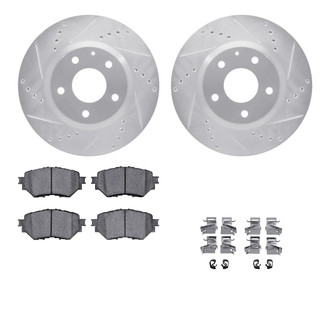 R1 Concepts® - Drilled and Slotted Front Brake Kit with Semi-Metalic Pads