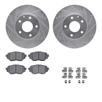R1 Concepts® - Drilled and Slotted Front Brake Kit with Semi-Metalic Pads