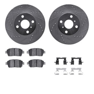 R1 Concepts® - Drilled and Slotted Brake Kit with Semi-Metalic Pads