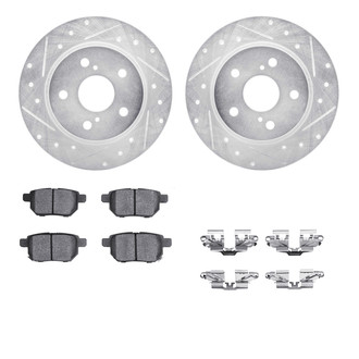 R1 Concepts® - Drilled and Slotted Rear Brake Kit with Semi-Metalic Pads