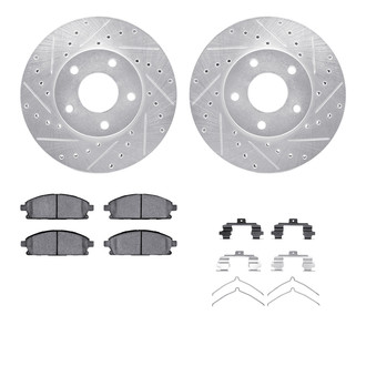 R1 Concepts® - Drilled and Slotted Front Brake Kit with Semi-Metalic Pads