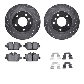 R1 Concepts® - Drilled and Slotted Rear Brake Kit with Semi-Metalic Pads