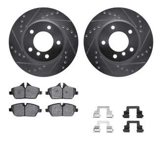 R1 Concepts® - Drilled and Slotted Brake Kit with Semi-Metalic Pads