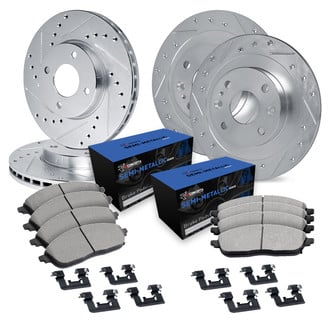 R1 Concepts® - Drilled and Slotted Brake Kit with Semi-Metalic Pads