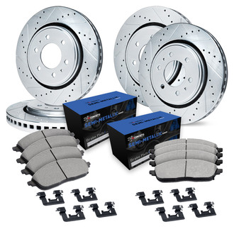 R1 Concepts® - Drilled and Slotted Brake Kit with Semi-Metalic Pads