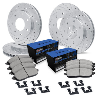 R1 Concepts® - Drilled and Slotted Brake Kit with Semi-Metalic Pads