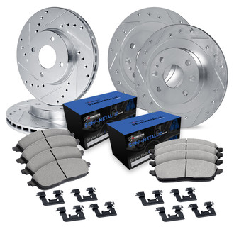R1 Concepts® - Drilled and Slotted Brake Kit with Semi-Metalic Pads