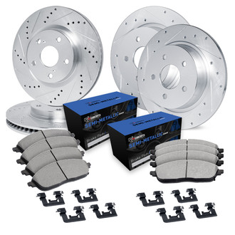 R1 Concepts® - Drilled and Slotted Front and Rear Brake Kit with Semi-Metalic Pads