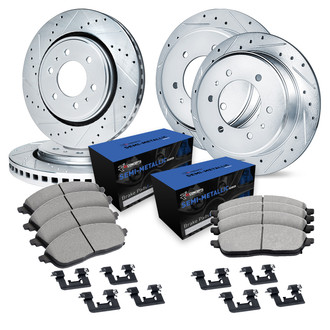 R1 Concepts® - Drilled and Slotted Brake Kit with Semi-Metalic Pads