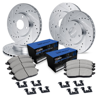 R1 Concepts® - Drilled and Slotted Brake Kit with Semi-Metalic Pads