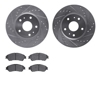 R1 Concepts® - Drilled and Slotted Brake Kit with Semi-Metalic Pads