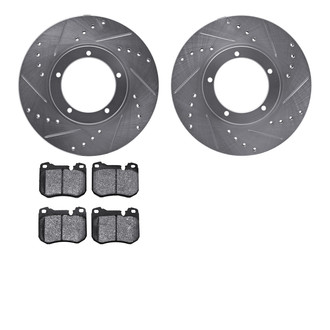 R1 Concepts® - Drilled and Slotted Front Brake Kit with Semi-Metalic Pads