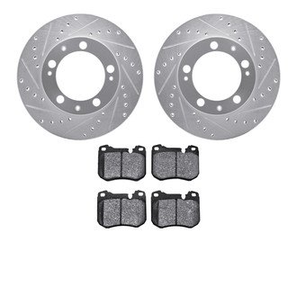 R1 Concepts® - Drilled and Slotted Front Brake Kit with Semi-Metalic Pads