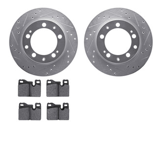 R1 Concepts® - Drilled and Slotted Rear Brake Kit with Semi-Metalic Pads