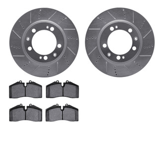 R1 Concepts® - Drilled and Slotted Front Brake Kit with Semi-Metalic Pads