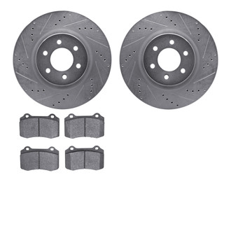 R1 Concepts® - Drilled and Slotted Brake Kit with Semi-Metalic Pads