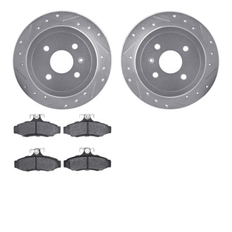 R1 Concepts® - Drilled and Slotted Rear Brake Kit with Semi-Metalic Pads