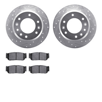 R1 Concepts® - Drilled and Slotted Rear Brake Kit with Semi-Metalic Pads