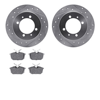 R1 Concepts® - Drilled and Slotted Rear Brake Kit with Semi-Metalic Pads