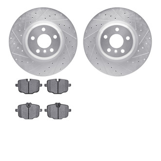 R1 Concepts® - Drilled and Slotted Rear Brake Kit with Semi-Metalic Pads