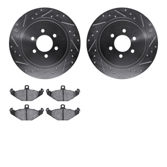 R1 Concepts® - Drilled and Slotted Rear Brake Kit with Semi-Metalic Pads