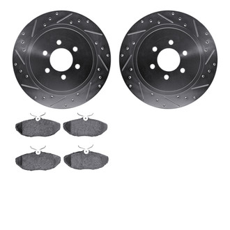 R1 Concepts® - Drilled and Slotted Rear Brake Kit with Semi-Metalic Pads