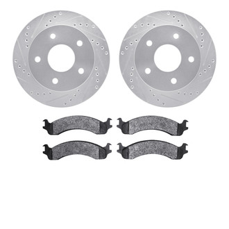 R1 Concepts® - Drilled and Slotted Front Brake Kit with Semi-Metalic Pads
