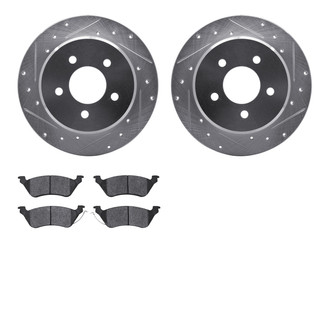 R1 Concepts® - Drilled and Slotted Rear Brake Kit with Semi-Metalic Pads