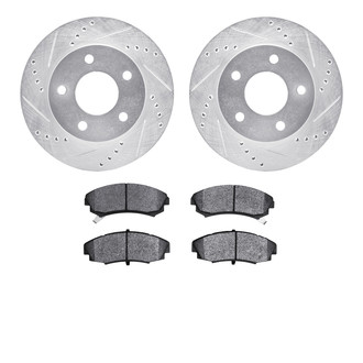 R1 Concepts® - Drilled and Slotted Front Brake Kit with Semi-Metalic Pads