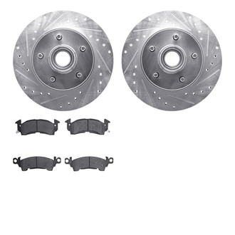 R1 Concepts® - Drilled and Slotted Front Brake Kit with Semi-Metalic Pads