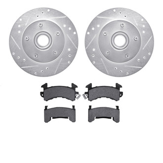 R1 Concepts® - Drilled and Slotted Front Brake Kit with Semi-Metalic Pads