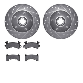 R1 Concepts® - Drilled and Slotted Front Brake Kit with Semi-Metalic Pads