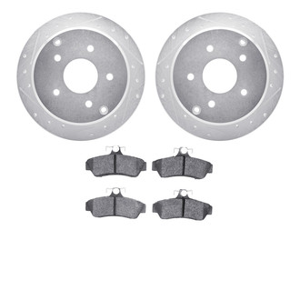 R1 Concepts® - Drilled and Slotted Rear Brake Kit with Semi-Metalic Pads
