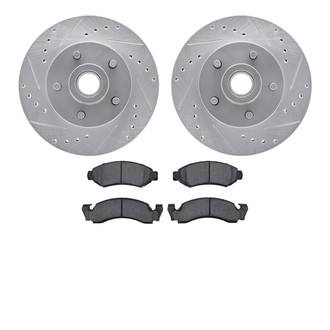 R1 Concepts® - Drilled and Slotted Front Brake Kit with Semi-Metalic Pads