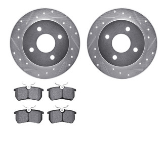 R1 Concepts® - Drilled and Slotted Rear Brake Kit with Semi-Metalic Pads