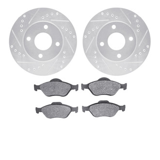 R1 Concepts® - Drilled and Slotted Front Brake Kit with Semi-Metalic Pads