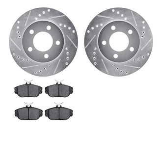 R1 Concepts® - Drilled and Slotted Front Brake Kit with Semi-Metalic Pads