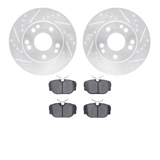 R1 Concepts® - Drilled and Slotted Front Brake Kit with Semi-Metalic Pads