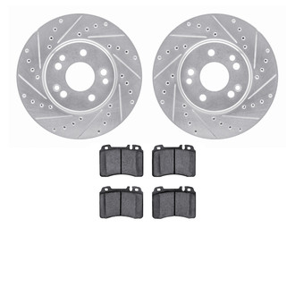 R1 Concepts® - Drilled and Slotted Front Brake Kit with Semi-Metalic Pads