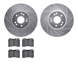 R1 Concepts® - Drilled and Slotted Front Brake Kit with Semi-Metalic Pads