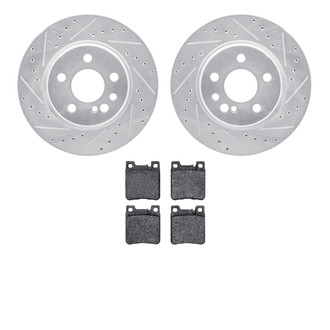 R1 Concepts® - Drilled and Slotted Rear Brake Kit with Semi-Metalic Pads