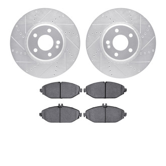 R1 Concepts® - Drilled and Slotted Front Brake Kit with Semi-Metalic Pads