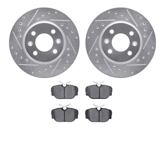 R1 Concepts® - Drilled and Slotted Front Brake Kit with Semi-Metalic Pads