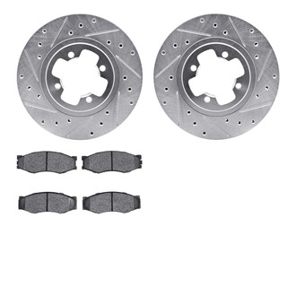 R1 Concepts® - Drilled and Slotted Front Brake Kit with Semi-Metalic Pads