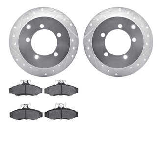 R1 Concepts® - Drilled and Slotted Rear Brake Kit with Semi-Metalic Pads