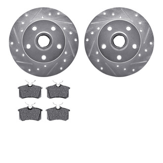 R1 Concepts® - Drilled and Slotted Rear Brake Kit with Semi-Metalic Pads