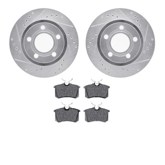 R1 Concepts® - Drilled and Slotted Rear Brake Kit with Semi-Metalic Pads