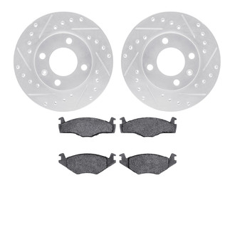 R1 Concepts® - Drilled and Slotted Front Brake Kit with Semi-Metalic Pads