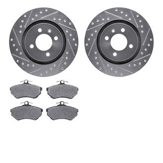 R1 Concepts® - Drilled and Slotted Front Brake Kit with Semi-Metalic Pads