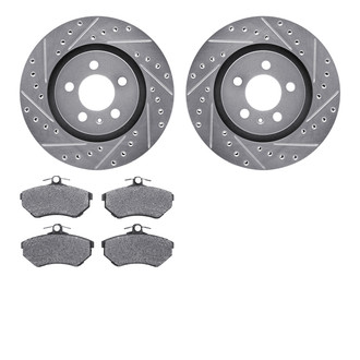 R1 Concepts® - Drilled and Slotted Front Brake Kit with Semi-Metalic Pads